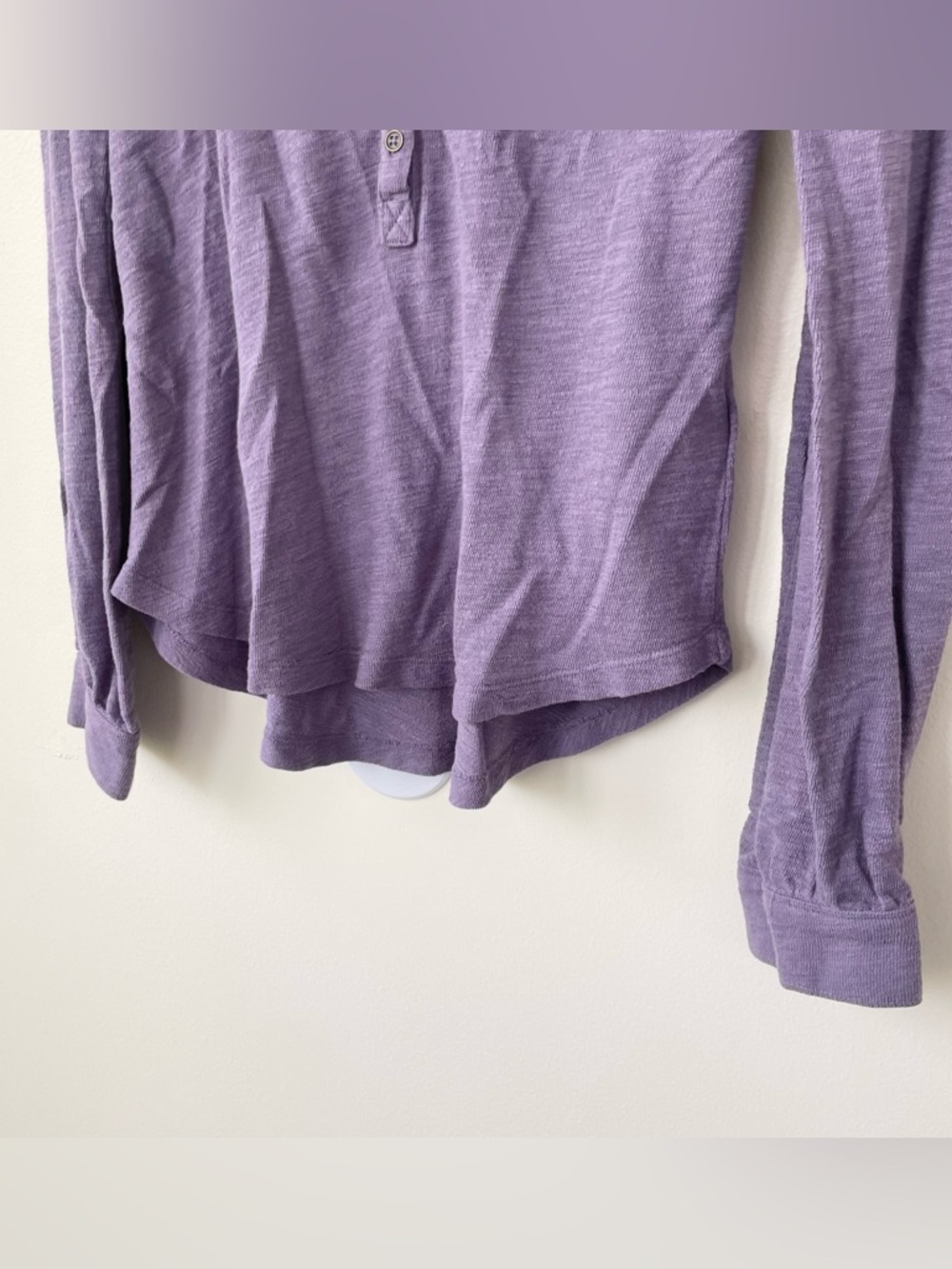 Anthropologie Pilcro Ruffled Henley Top S Small Purple Knit Popover Long Sleeve - Picture 5 of 11